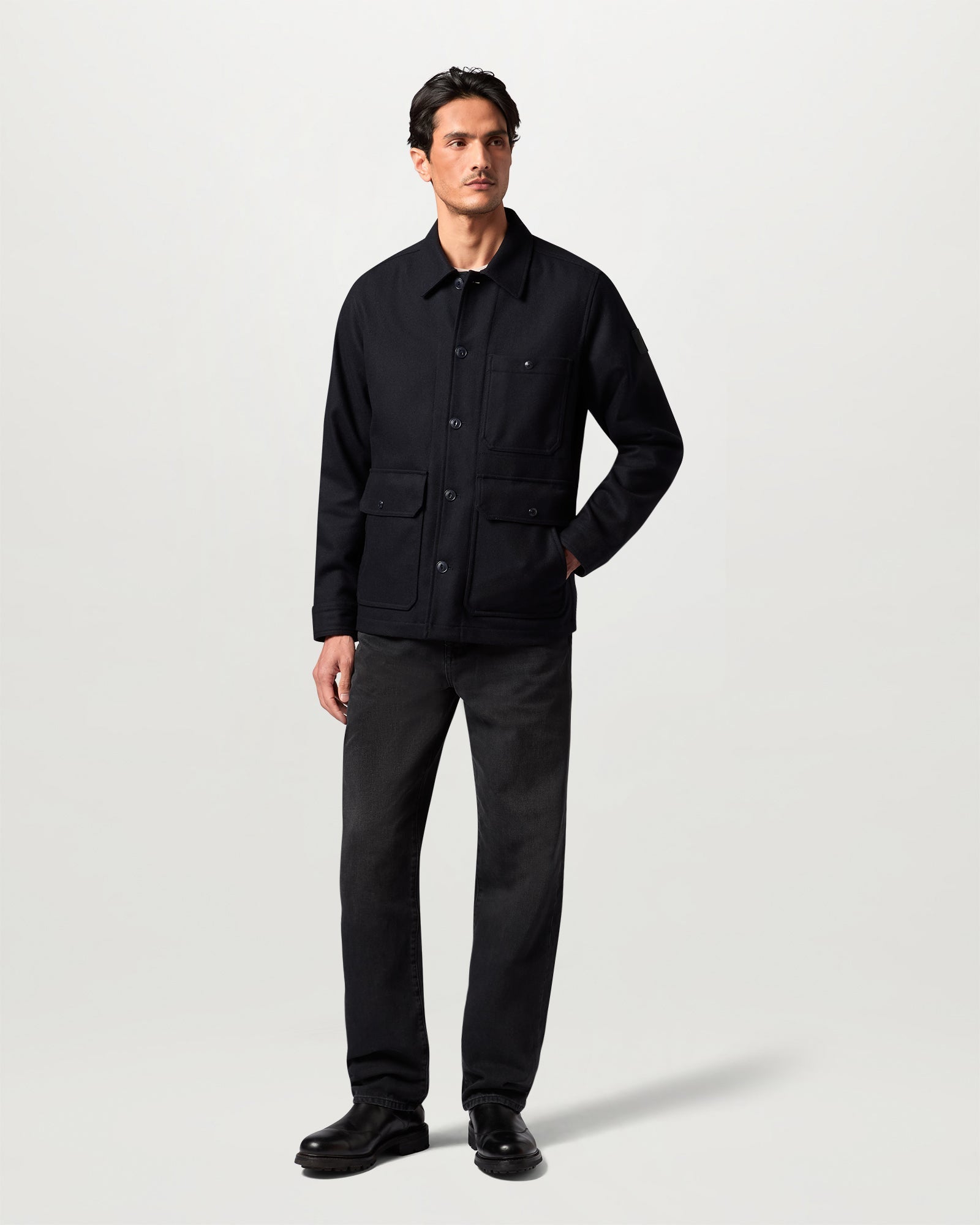 Belstaff Mens Trail Overshirt - Dark Ink, full length front