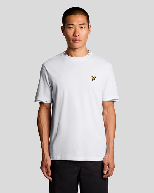Lyle & Scott Fine Tipped Mens T-Shirt - Y162 White/Everglade