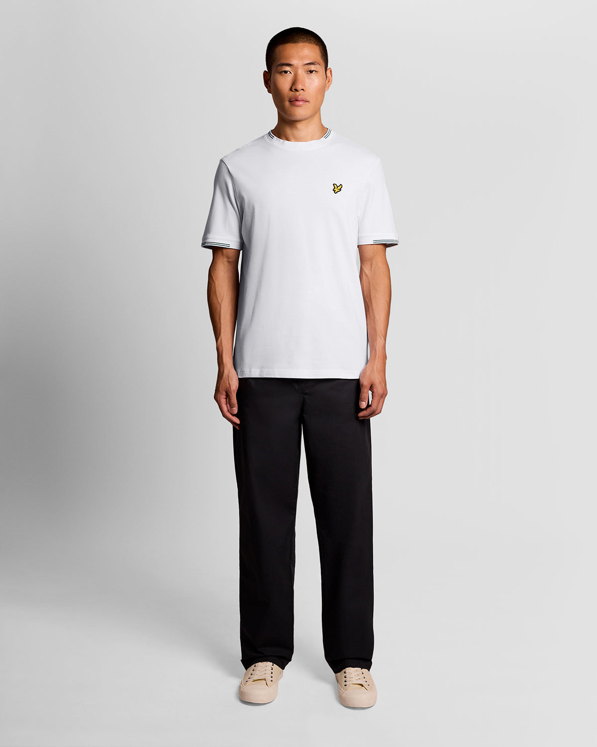 Lyle & Scott Fine Tipped Mens T-Shirt - Y162 White/Everglade