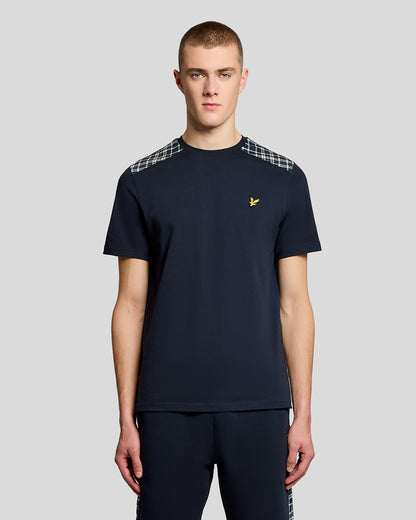 Lyle & Scott Check Panelled Mens T-Shirt - Z271 Dark Navy