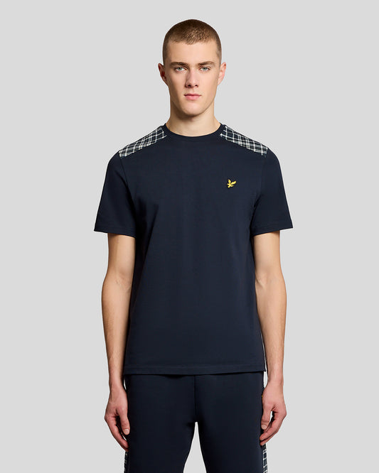 Lyle & Scott Check Panelled Mens T-Shirt - Z271 Dark Navy