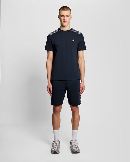 Lyle & Scott Check Panelled Mens T-Shirt - Z271 Dark Navy
