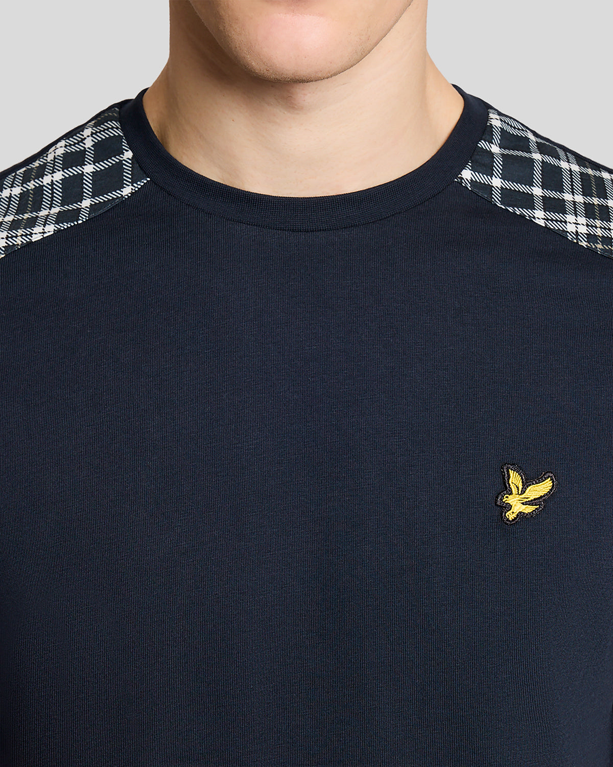 Lyle & Scott Check Panelled Mens T-Shirt - Z271 Dark Navy