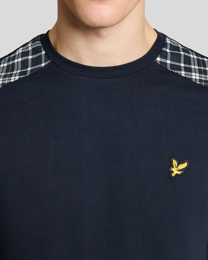 Lyle & Scott Check Panelled Mens T-Shirt - Z271 Dark Navy