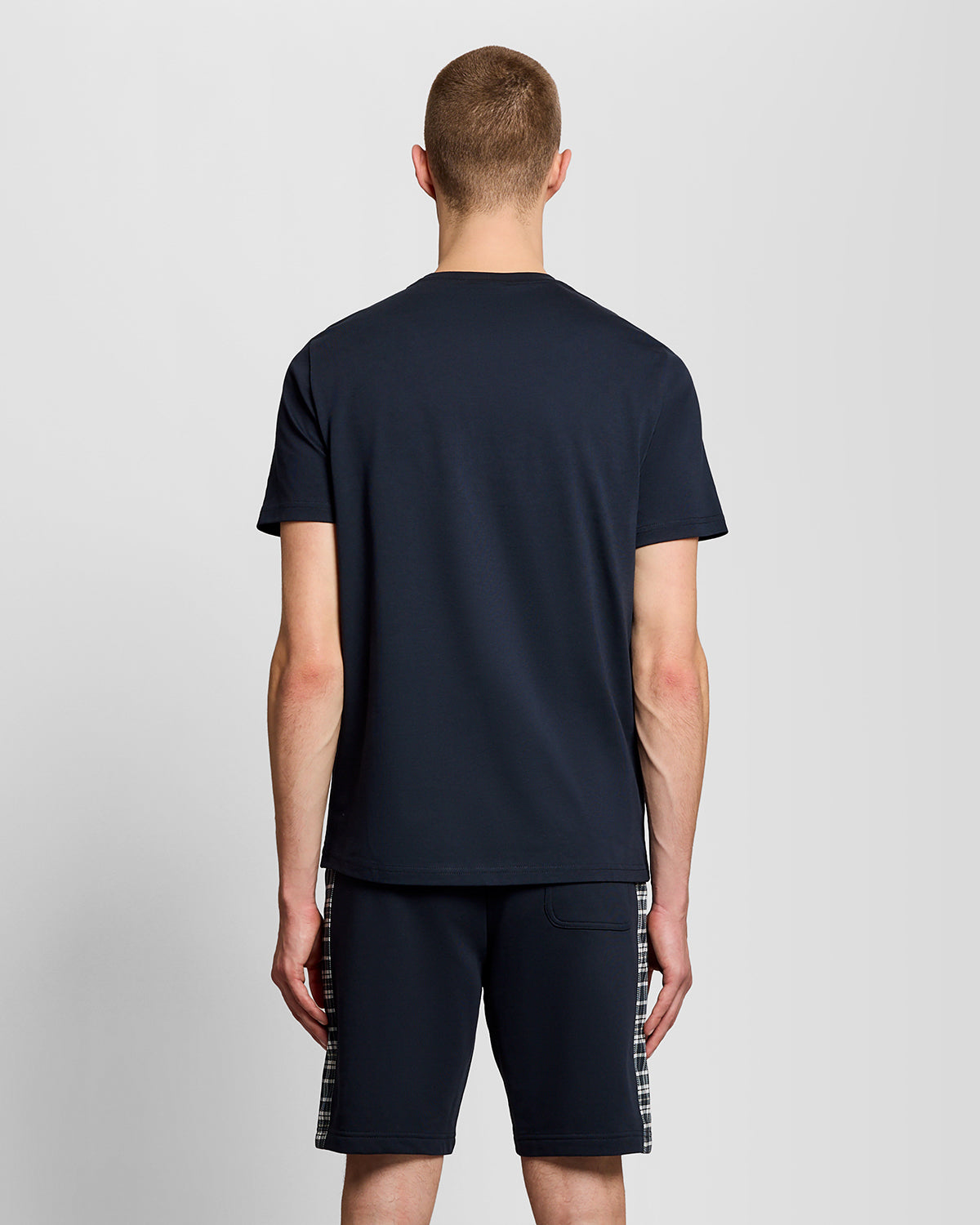Lyle & Scott Check Panelled Mens T-Shirt - Z271 Dark Navy