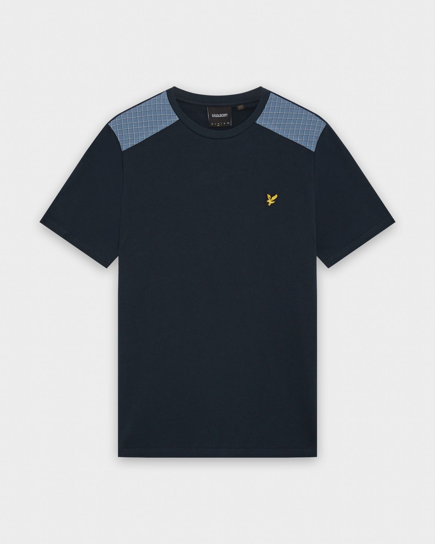 Lyle & Scott Check Panelled Mens T-Shirt - Z271 Dark Navy