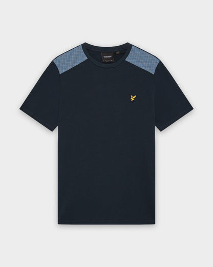 Lyle & Scott Check Panelled Mens T-Shirt - Z271 Dark Navy