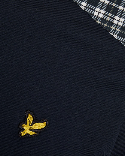 Lyle & Scott Check Panelled Mens T-Shirt - Z271 Dark Navy