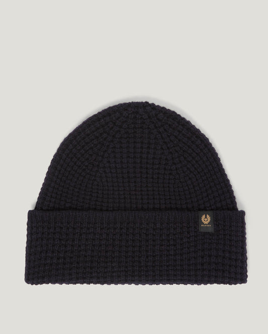 Belstaff Mens Tuck Rib Beanie - Dark Ink