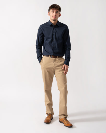 Full length shot of a Model wearing GANT Mens Regular Fit Classic Chinos in Dark Khaki