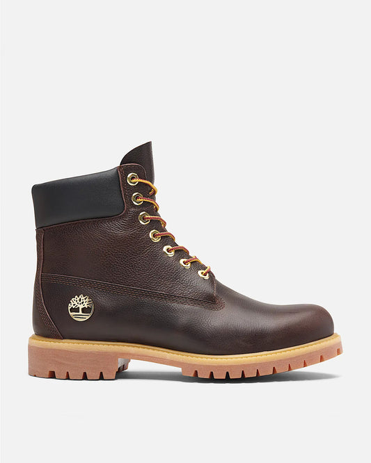 Timberland Mens Premium 6 Inch Full Grain Leather Waterproof Boot - Dark Brown/Black
