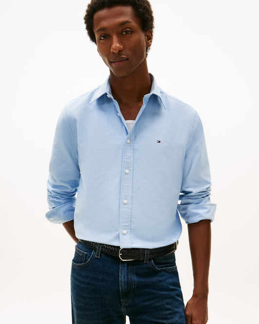 Tommy Hilfiger Solid Heritage Mens Long Sleeve Oxford Shirt - Shirt Blue