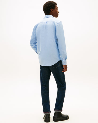 Tommy Hilfiger Solid Heritage Mens Long Sleeve Oxford Shirt - Shirt Blue