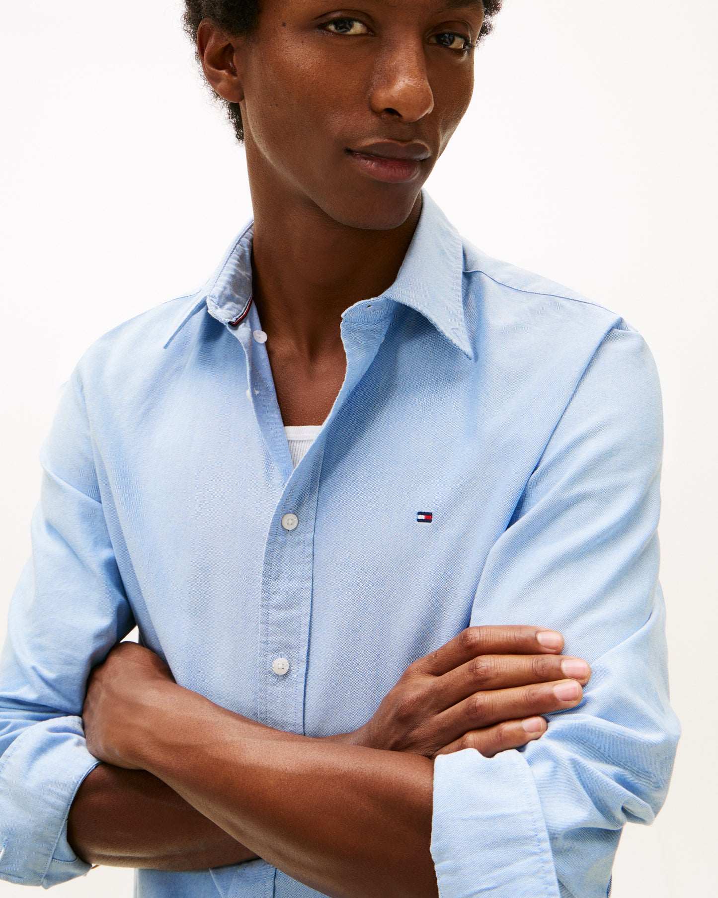 Tommy Hilfiger Solid Heritage Mens Long Sleeve Oxford Shirt - Shirt Blue