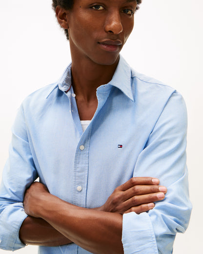 Tommy Hilfiger Solid Heritage Mens Long Sleeve Oxford Shirt - Shirt Blue