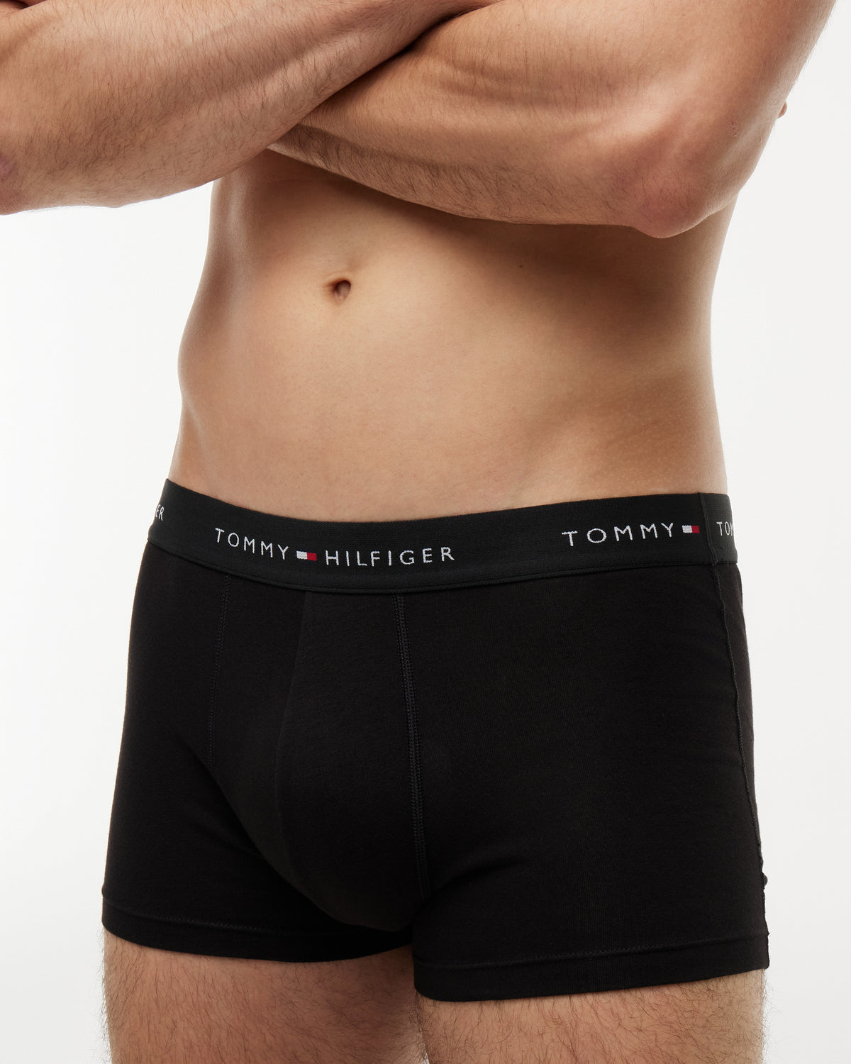 Tommy Hilfiger 3 - Pack Logo Waistband Mens Trunks - Grey Heather/Black/White | CHO | Designer Mens Underwear
