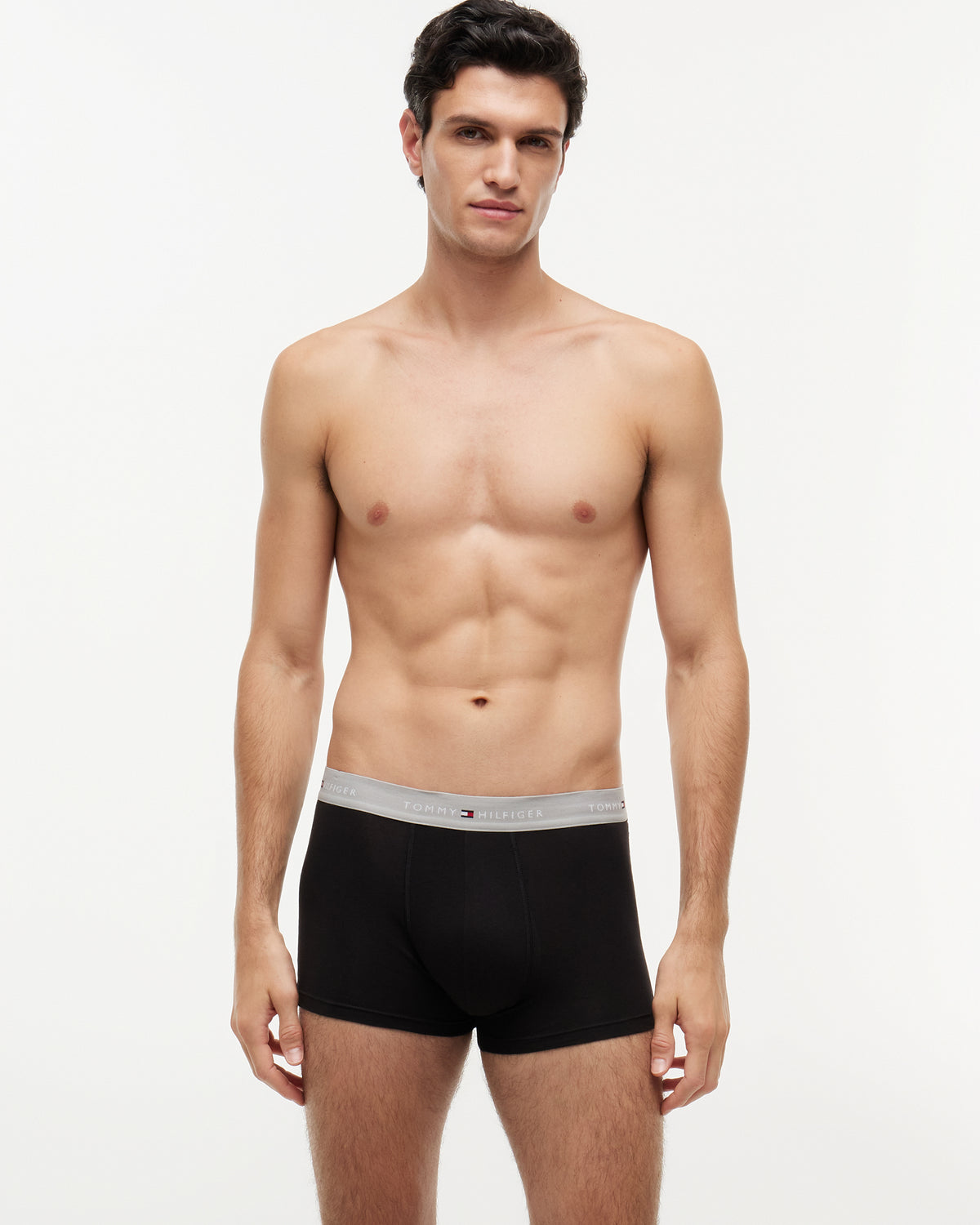Tommy Hilfiger 3 - Pack Logo Waistband Mens Trunks - Grey Heather/Black/White | CHO | Designer Mens Underwear