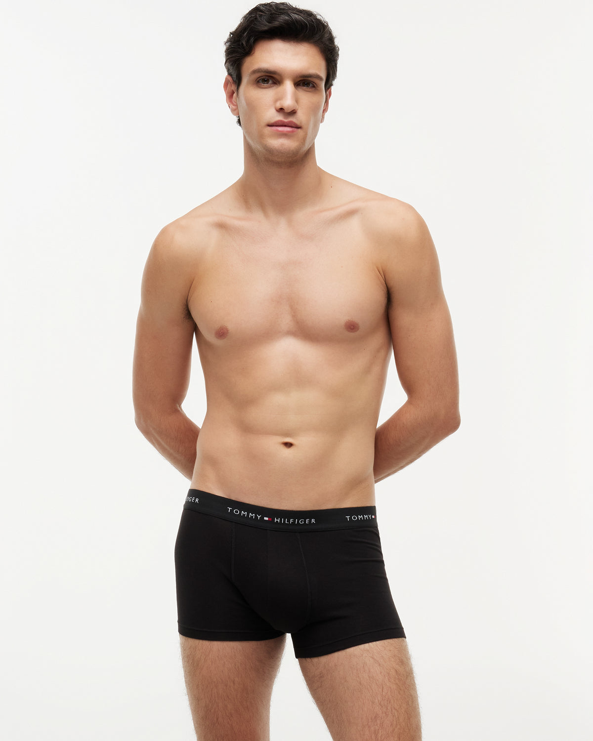 Tommy Hilfiger 3 - Pack Logo Waistband Mens Trunks - Grey Heather/Black/White | CHO | Designer Mens Underwear