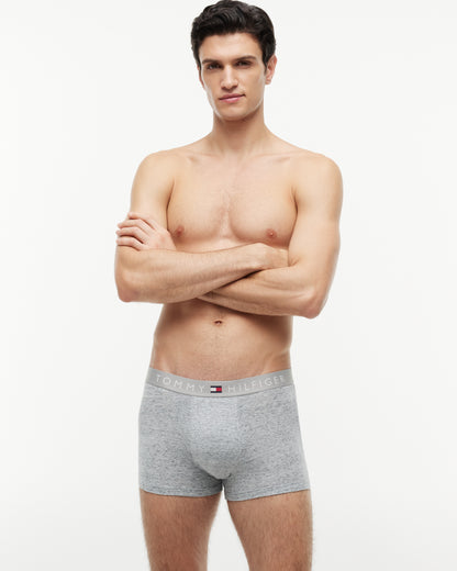 Tommy Hilfiger 3 Pack Waistband Mens Trunks - Grey Heather/White/Desert Sky | CHO | Designer Mens Underwear