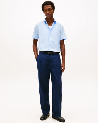 Tommy Hilfiger Core Flex Poplin Solid Mens Short Sleeve Shirt - Sweet Blue