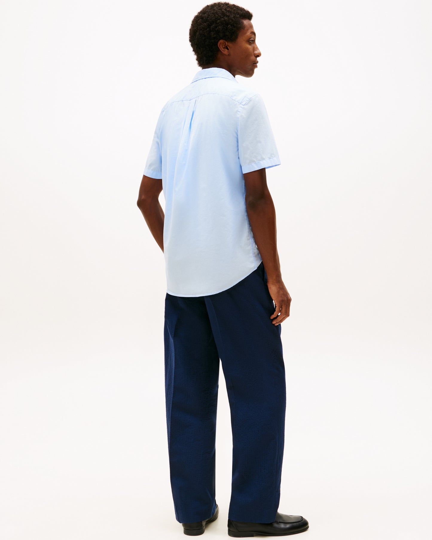 Tommy Hilfiger Core Flex Poplin Solid Mens Short Sleeve Shirt - Sweet Blue