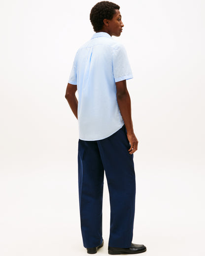 Tommy Hilfiger Core Flex Poplin Solid Mens Short Sleeve Shirt - Sweet Blue