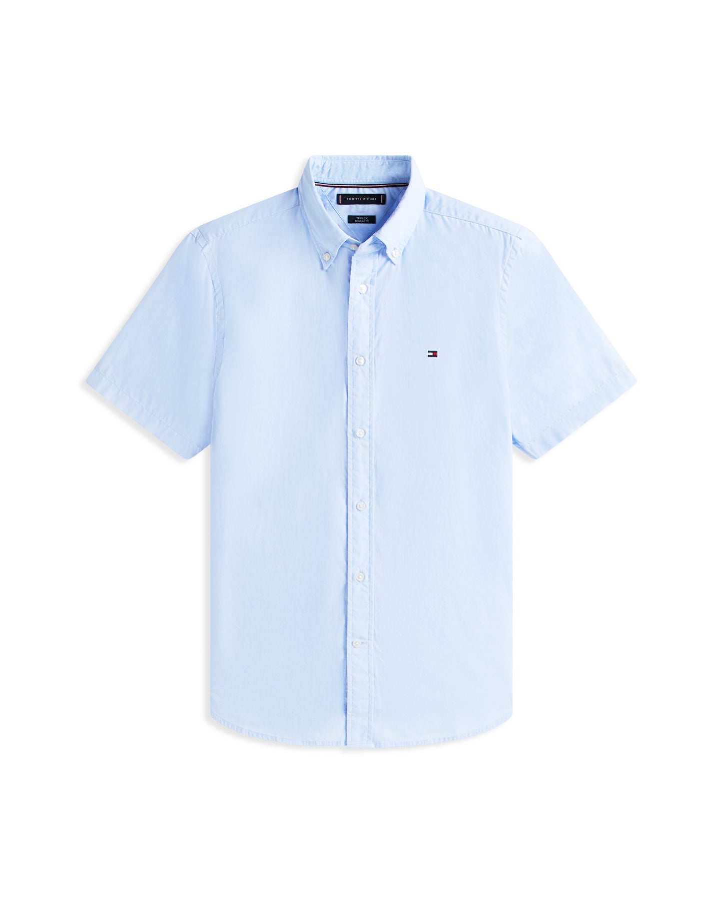 Tommy Hilfiger Core Flex Poplin Solid Mens Short Sleeve Shirt - Sweet Blue