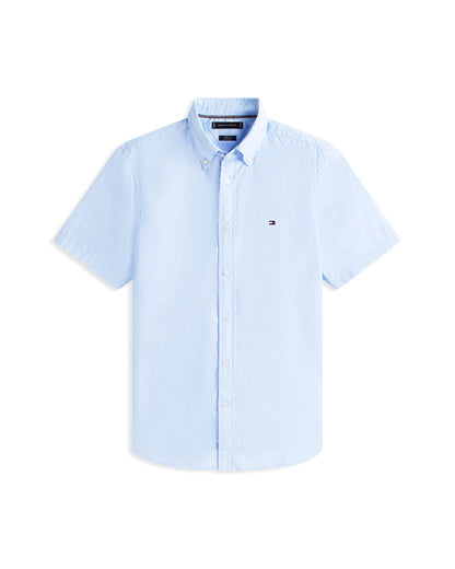 Tommy Hilfiger Core Flex Poplin Solid Mens Short Sleeve Shirt - Sweet Blue