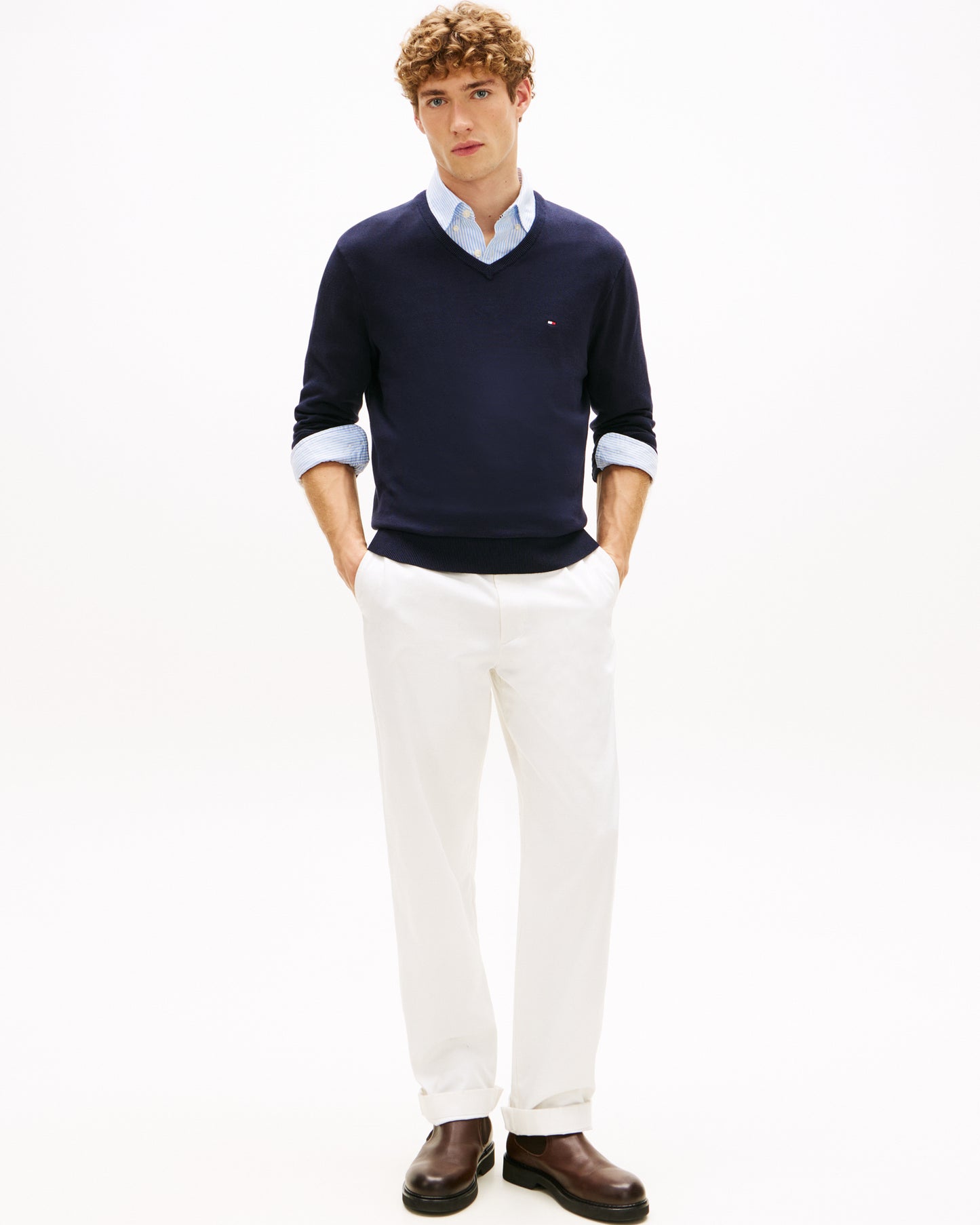 Tommy Hilfiger Essential Cotton Mens Quarter-Zip Jumper - Desert Sky