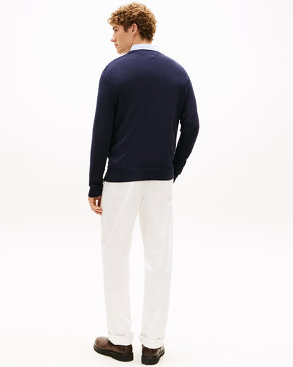 Tommy Hilfiger Essential Cotton Mens Quarter-Zip Jumper - Desert Sky