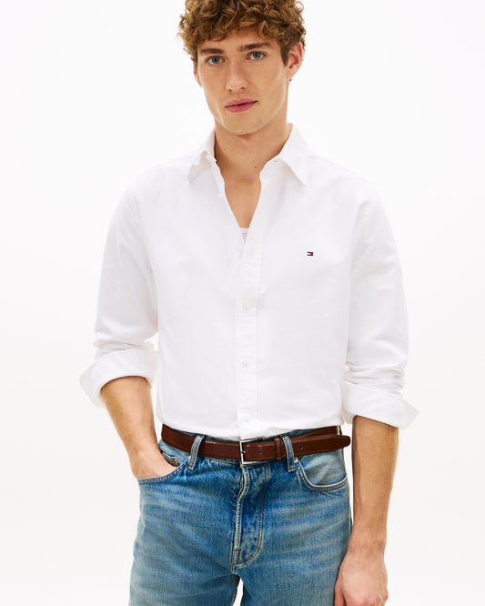 Tommy Hilfiger Solid Heritage Mens Long Sleeve Oxford Shirt - Optic White