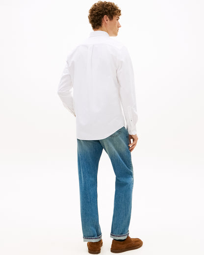 Tommy Hilfiger Solid Heritage Mens Long Sleeve Oxford Shirt - Optic White