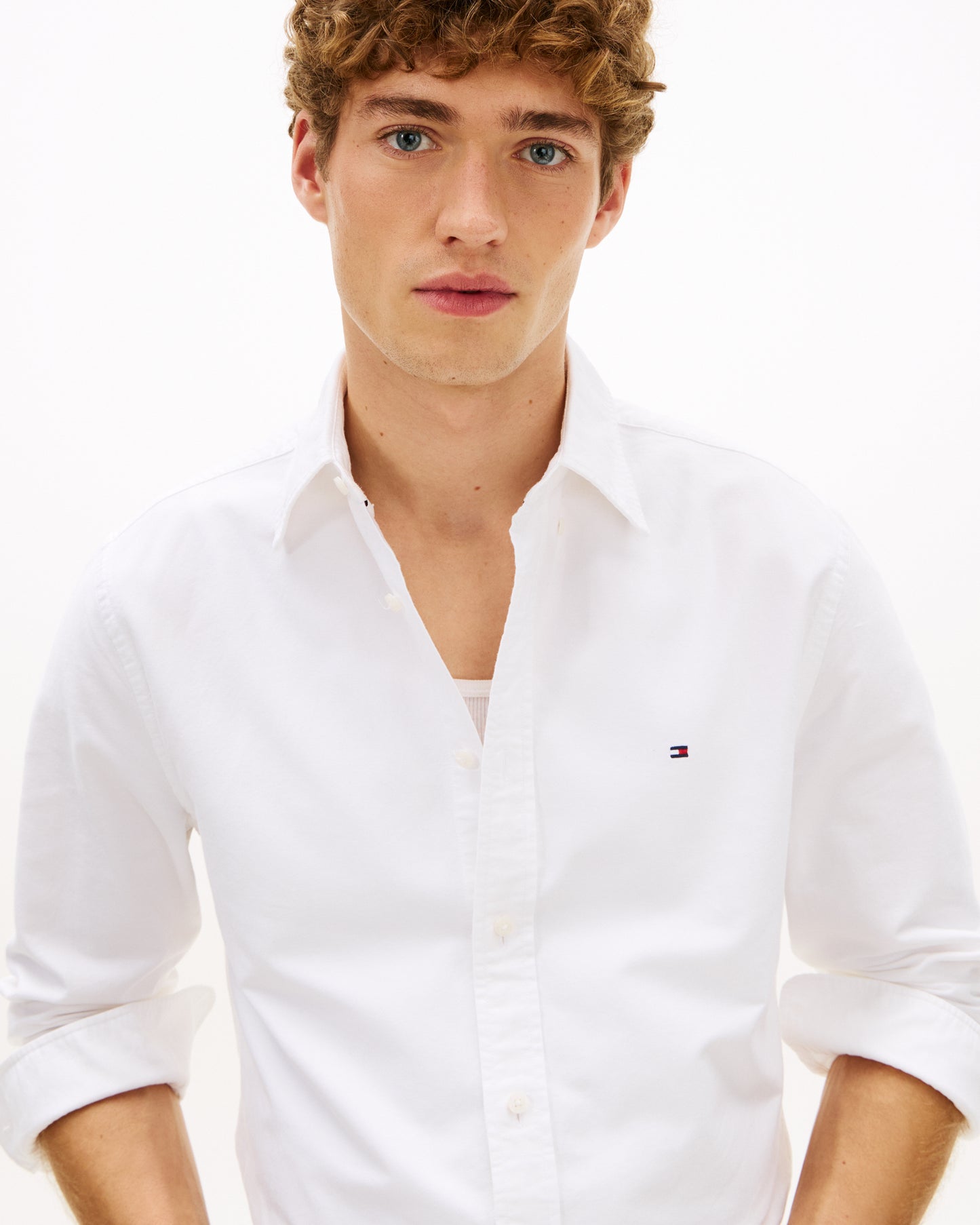 Tommy Hilfiger Solid Heritage Mens Long Sleeve Oxford Shirt - Optic White