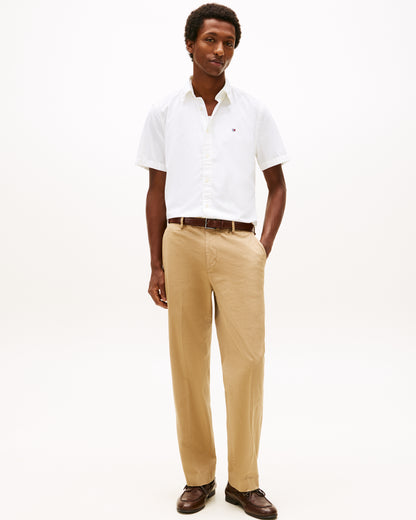 Tommy Hilfiger Core Flex Poplin Solid Mens Short Sleeve Shirt - Optic White