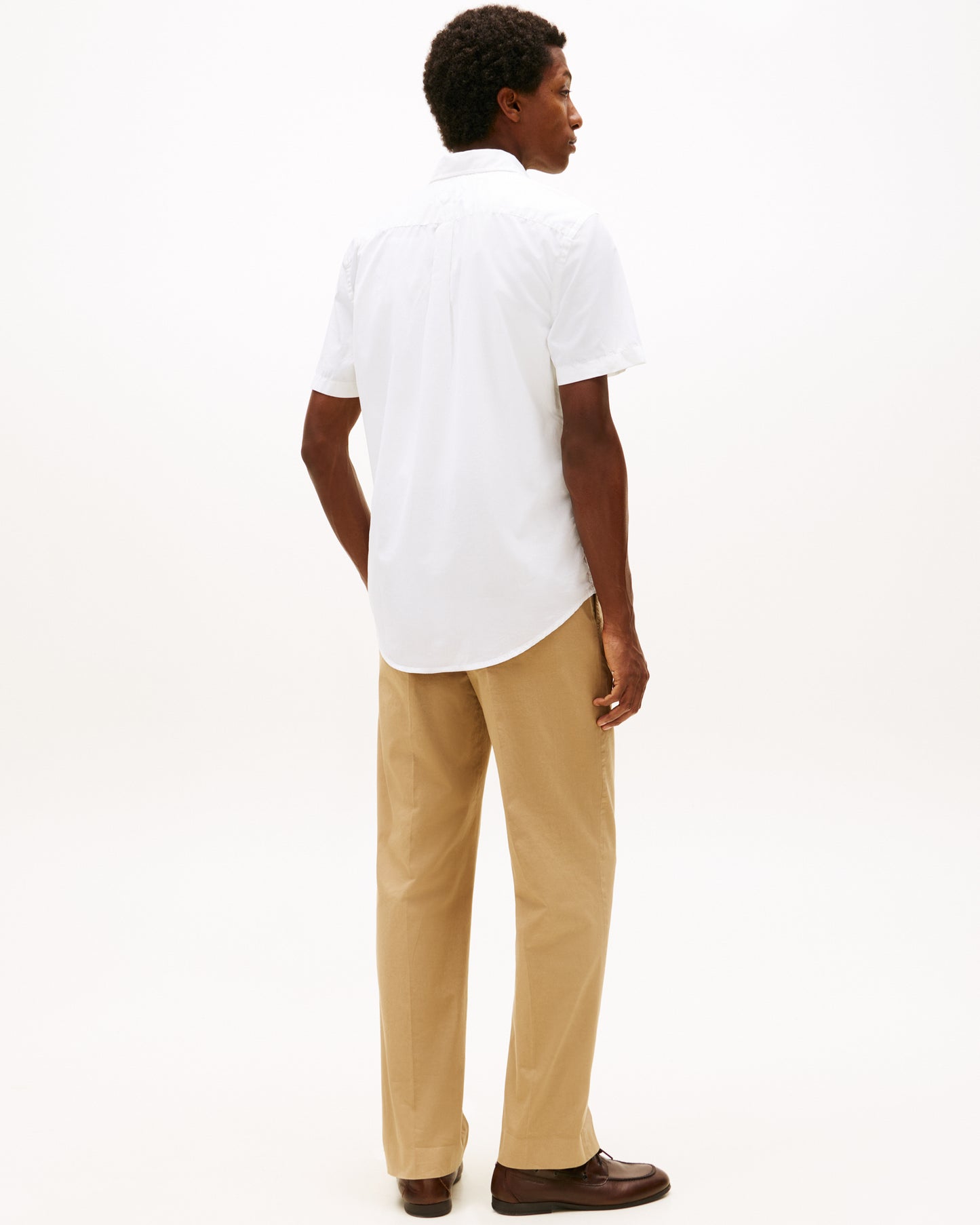 Tommy Hilfiger Core Flex Poplin Solid Mens Short Sleeve Shirt - Optic White