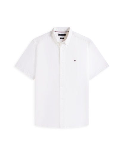 Tommy Hilfiger Core Flex Poplin Solid Mens Short Sleeve Shirt - Optic White