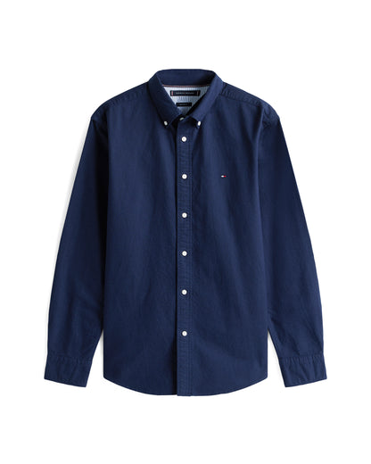 Tommy Hilfiger Solid Heritage Mens Long Sleeve Oxford Shirt - Preppy Navy/Desert Sky Solid