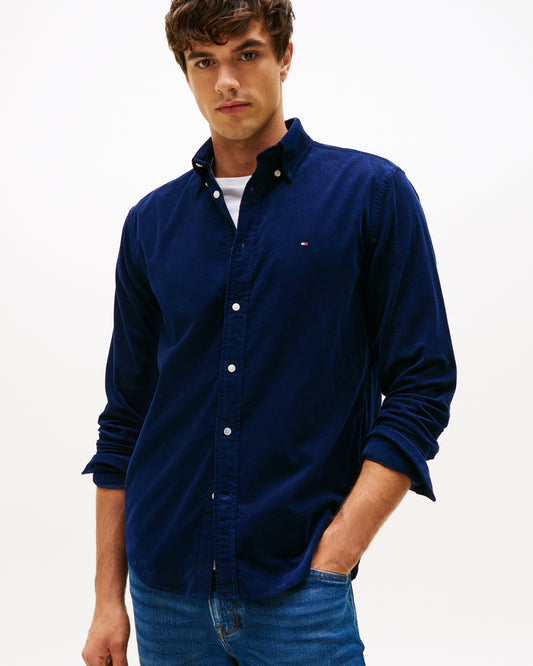 Tommy Hilfiger Solid Corduroy Mens Long Sleeve Shirt - Imperial Navy