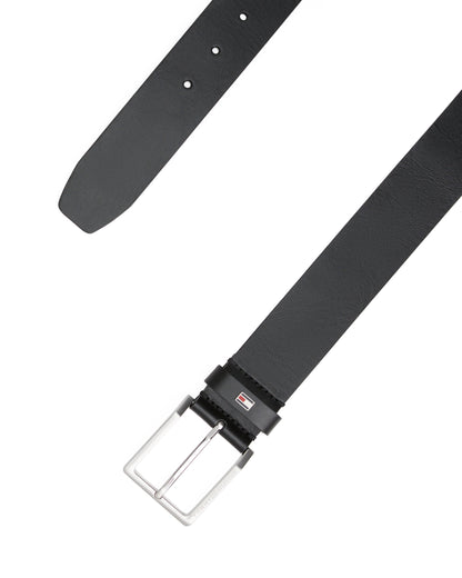 Tommy Hilfiger Adan Tonal Square Buckle Mens Leather Belt - Black