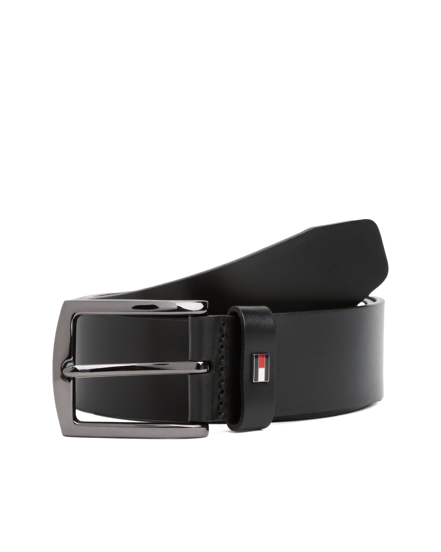 Tommy Hilfiger Denton Enamel Flag Mens Leather Belt - Black