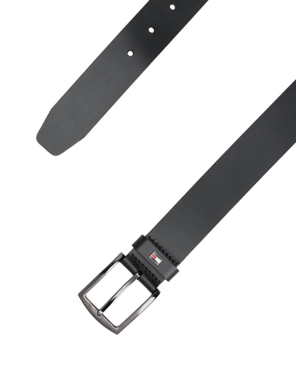 Tommy Hilfiger Denton Enamel Flag Mens Leather Belt - Black