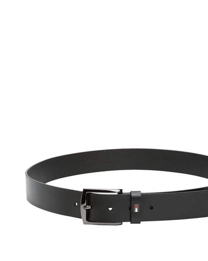 Tommy Hilfiger Denton Enamel Flag Mens Leather Belt - Black