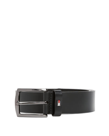 Tommy Hilfiger Denton Enamel Flag Mens Leather Belt - Black