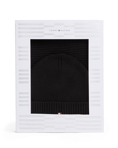 Tommy Hilfiger TH Flag Mens Beanie & Scarf Gift Set - Black