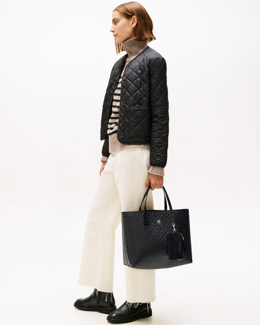 Tommy Hilfiger TH Icon Mono Womens Satchel Handbag - Black