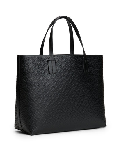Tommy Hilfiger TH Icon Mono Womens Satchel Handbag - Black