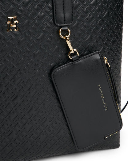 Tommy Hilfiger TH Icon Mono Womens Satchel Handbag - Black