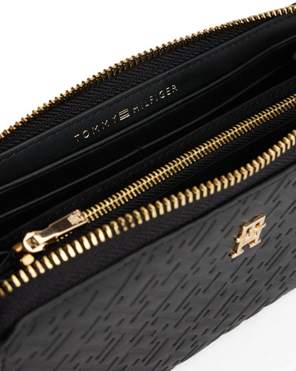 Tommy Hilfiger Mono Large Zip-Around Womens Wallet - Black