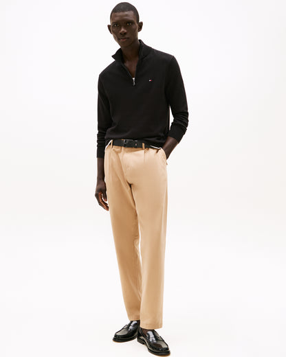 Tommy Hilfiger Essential Cotton 1/4 Zip Mock Mens Sweatshirt - Black