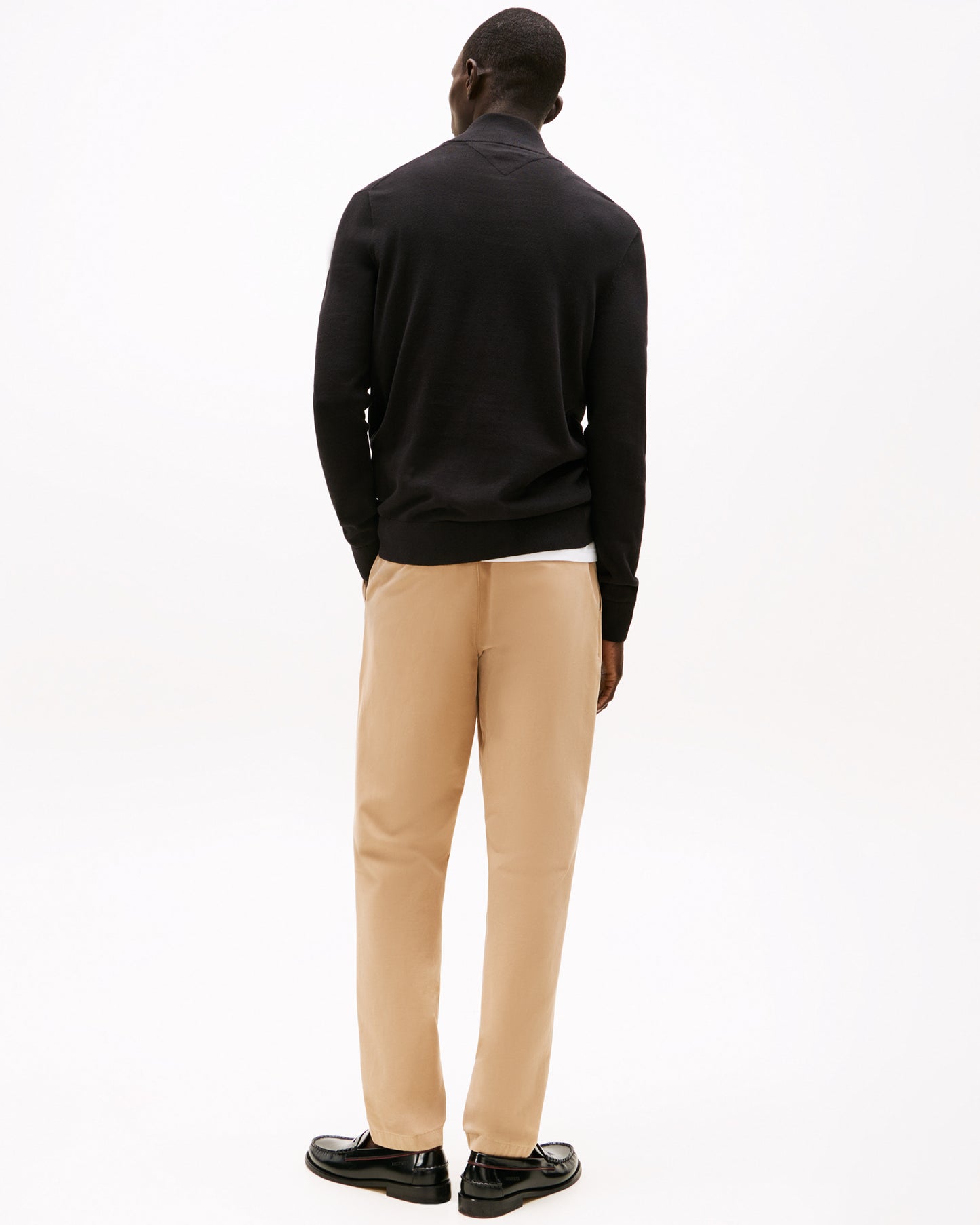 Tommy Hilfiger Essential Cotton 1/4 Zip Mock Mens Sweatshirt - Black